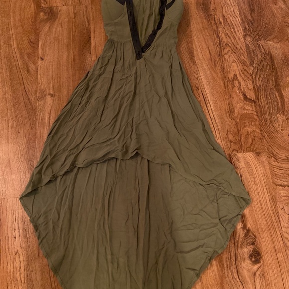 Lightweight Olive Green Asymmetrical Dress Cut Out Dress (Xsmall) - Picture 4 of 6